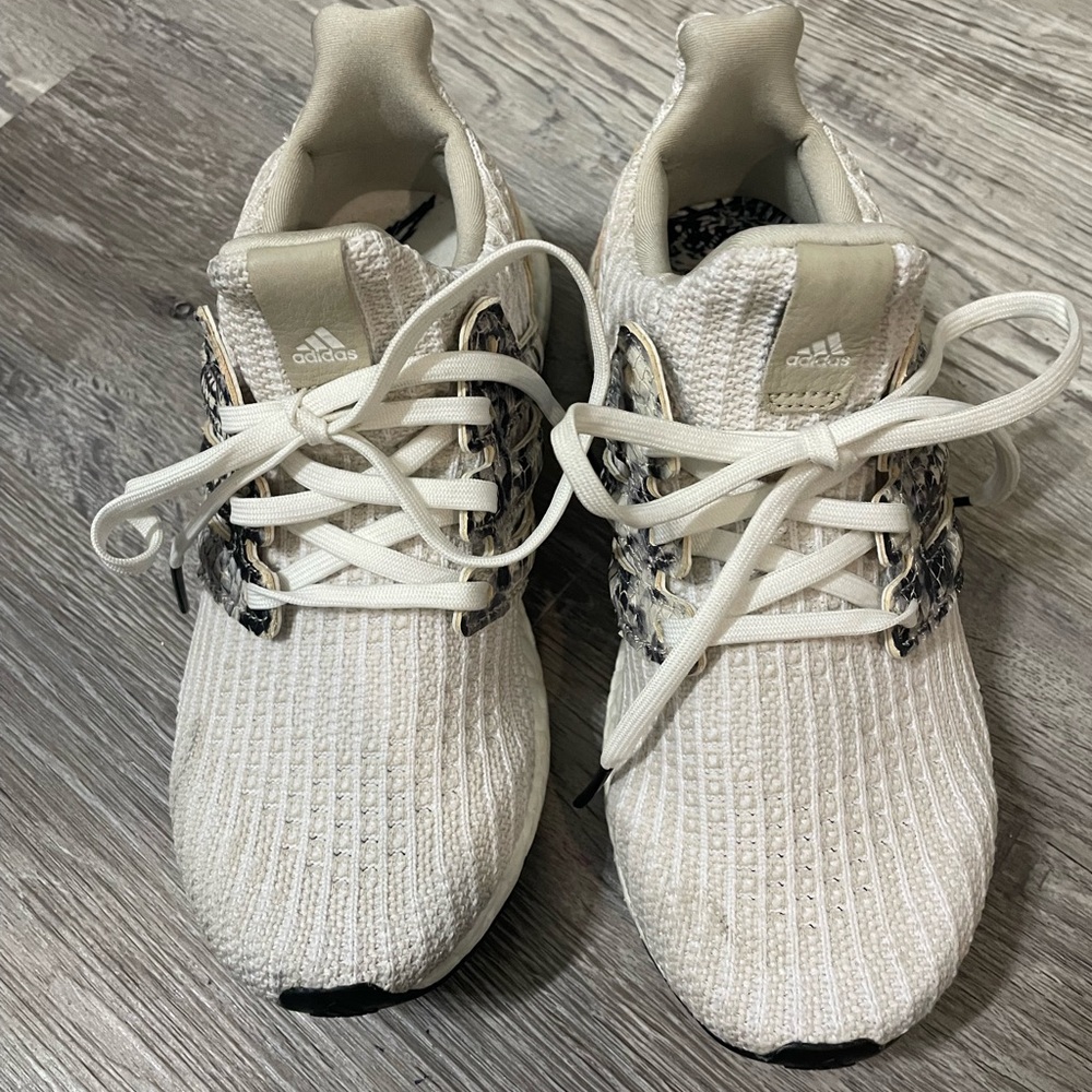 Adidas White Sneakers with Patterned Accents